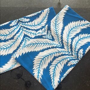 Blue and White Leaf Pattern Fabric - set of 2